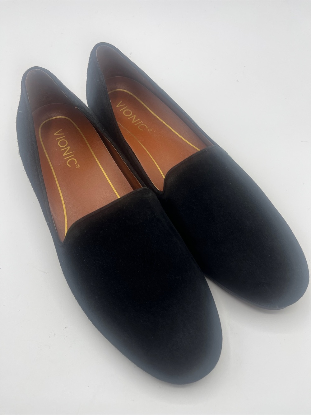 Vionic Black Suede Slip-On Loafers